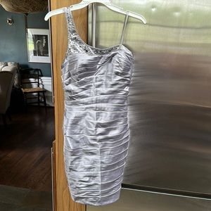 Worn one time in a wedding - beautiful Adrianna Papell  one shoulder satin dress